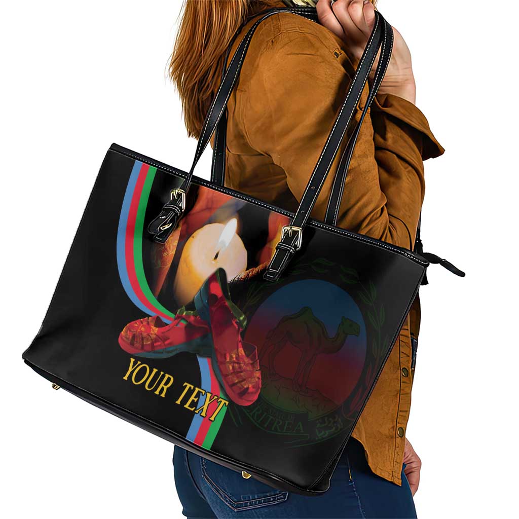 Personalized Eritrea Maelti Siwuat Leather Tote Bag Candle Vigil Glory To Our Martyrs Eritrea LT9