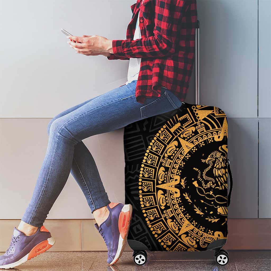 Mexican Aztec Luggage Cover Golden Coat of Arm LT9