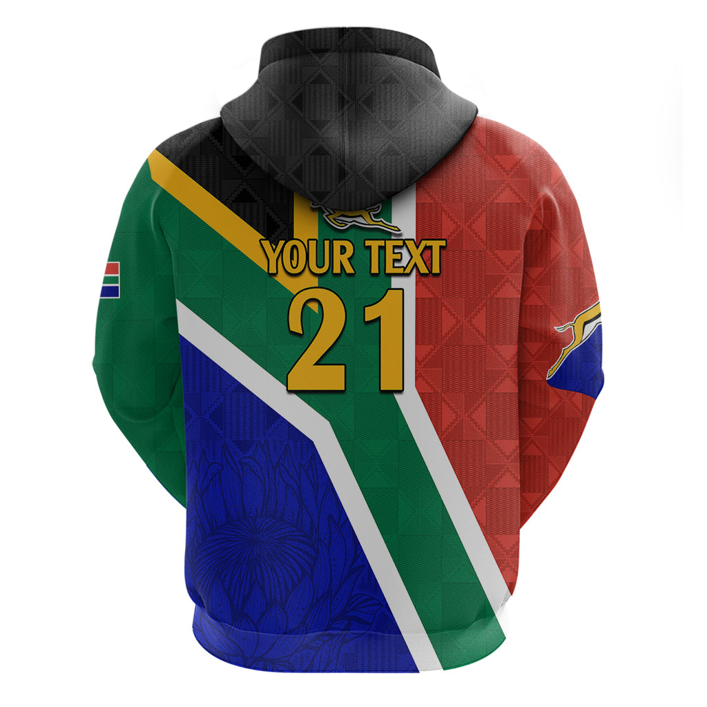 Custom South Africa Springboks Hoodie with Kente Pattern and South African Flag LT9