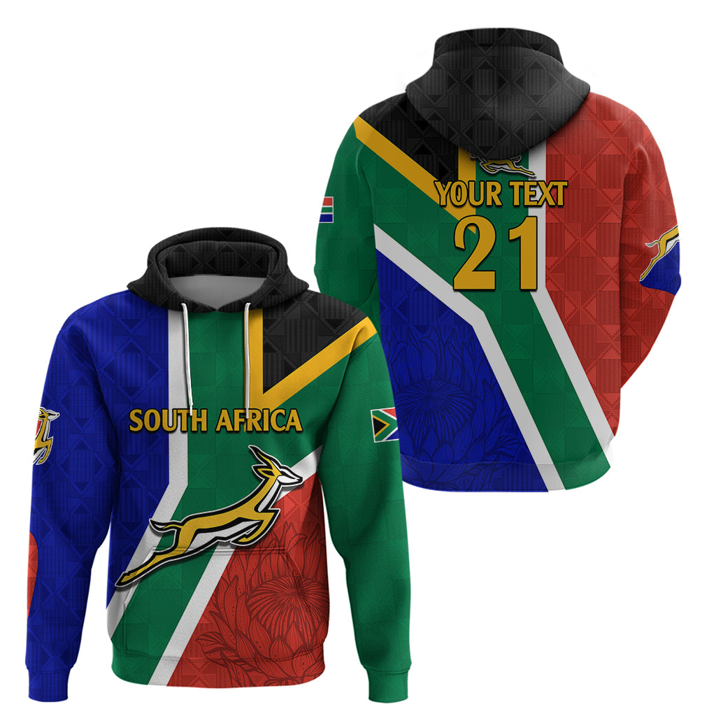 Custom South Africa Springboks Hoodie with Kente Pattern and South African Flag LT9