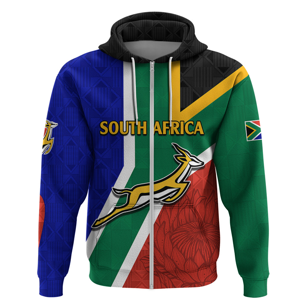 Custom South Africa Springboks Hoodie with Kente Pattern and South African Flag LT9