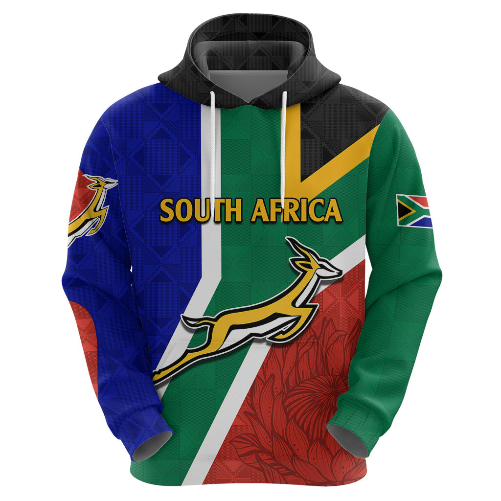 Custom South Africa Springboks Hoodie with Kente Pattern and South African Flag LT9