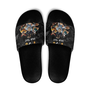 Custom Rugby Southern Hemisphere Slide Sandals Argentina AUNZ South Africa Mascot Black LT9
