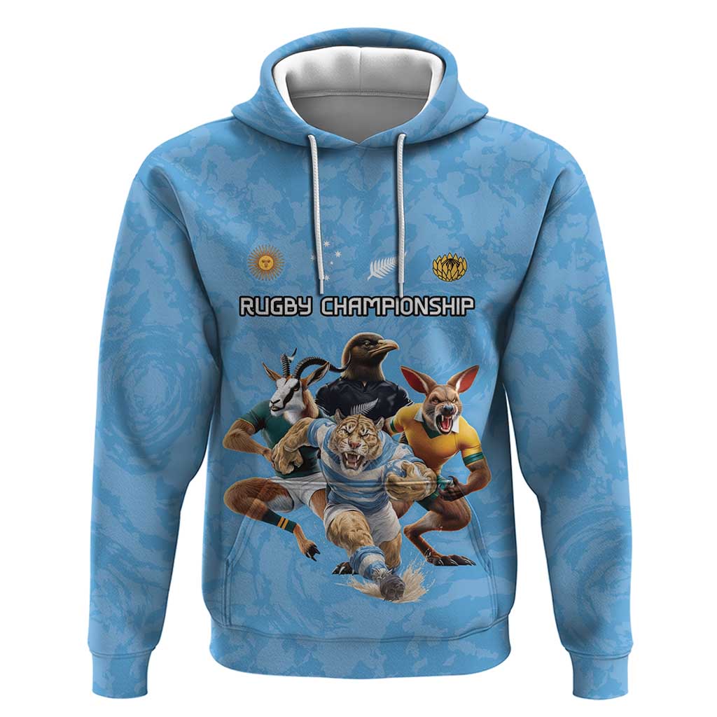 Custom Rugby Southern Hemisphere Hoodie Argentina AUNZ South Africa Mascot Blue LT9