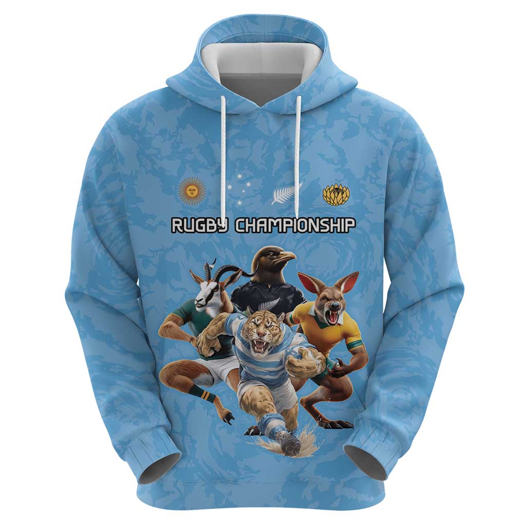 Custom Rugby Southern Hemisphere Hoodie Argentina AUNZ South Africa Mascot Blue LT9