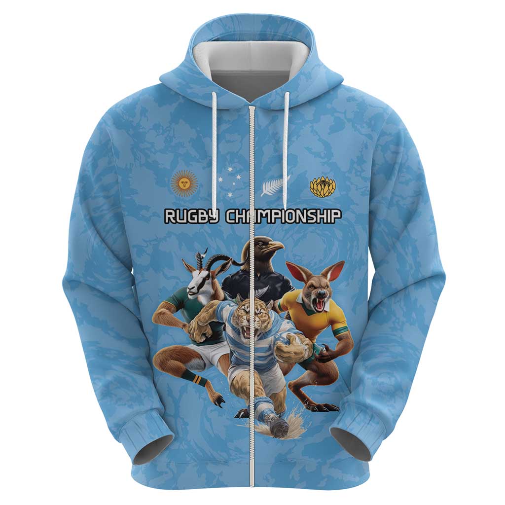 Custom Rugby Southern Hemisphere Hoodie Argentina AUNZ South Africa Mascot Blue LT9