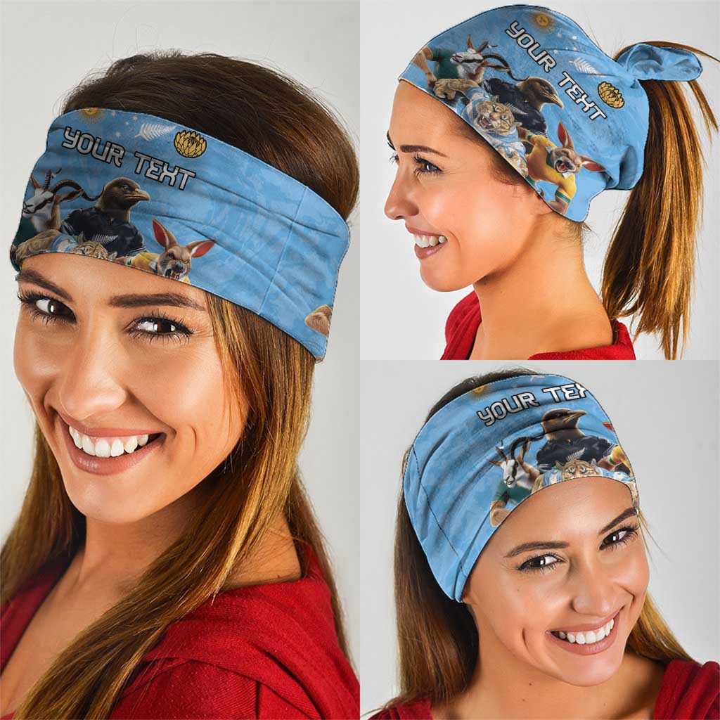 Custom Rugby Southern Hemisphere Neck Gaiter Argentina AUNZ South Africa Mascot Blue LT9