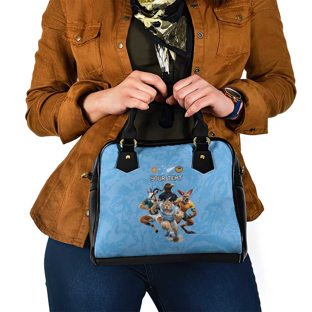 Custom Rugby Southern Hemisphere Shoulder Handbag Argentina AUNZ South Africa Mascot Blue LT9