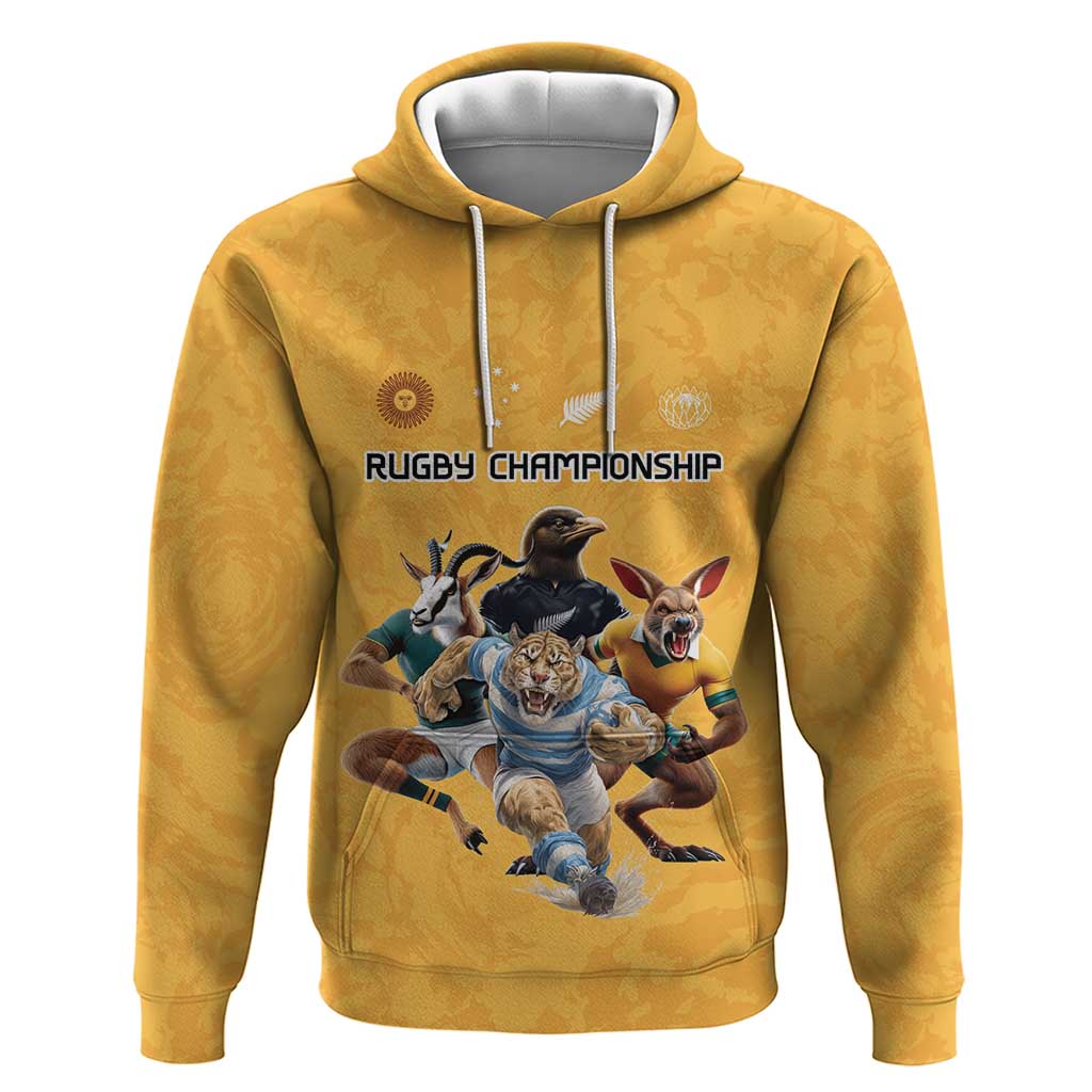 Custom Rugby Southern Hemisphere Hoodie Argentina AUNZ South Africa Mascot Gold LT9