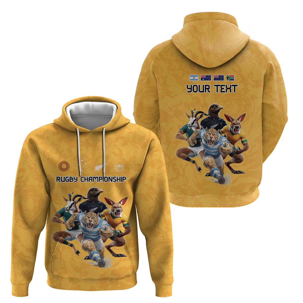 Custom Rugby Southern Hemisphere Hoodie Argentina AUNZ South Africa Mascot Gold LT9