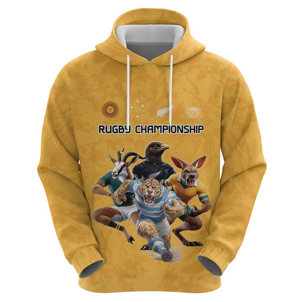 Custom Rugby Southern Hemisphere Hoodie Argentina AUNZ South Africa Mascot Gold LT9