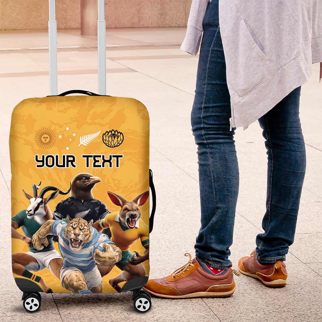 Custom Rugby Southern Hemisphere Luggage Cover Argentina AUNZ South Africa Mascot Gold LT9