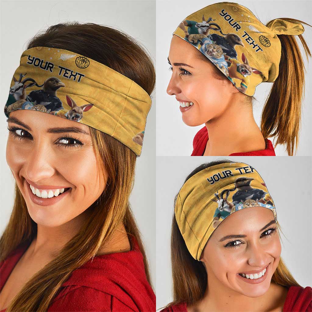Custom Rugby Southern Hemisphere Neck Gaiter Argentina AUNZ South Africa Mascot Gold LT9