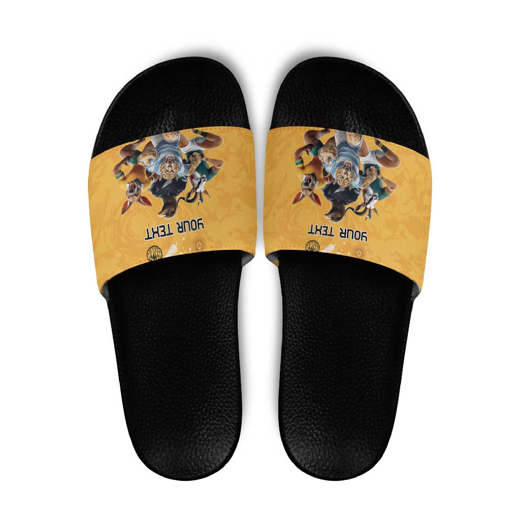 Custom Rugby Southern Hemisphere Slide Sandals Argentina AUNZ South Africa Mascot Gold LT9