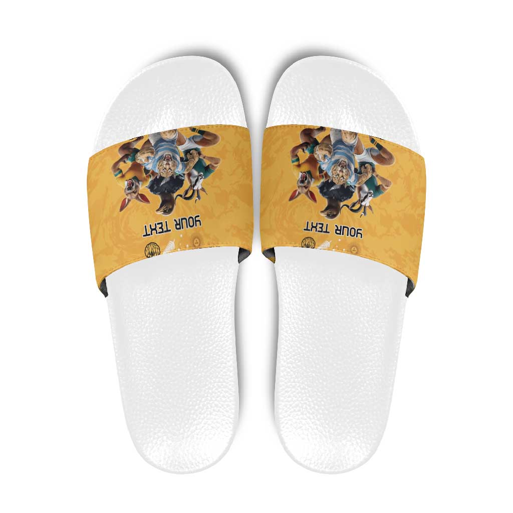 Custom Rugby Southern Hemisphere Slide Sandals Argentina AUNZ South Africa Mascot Gold LT9