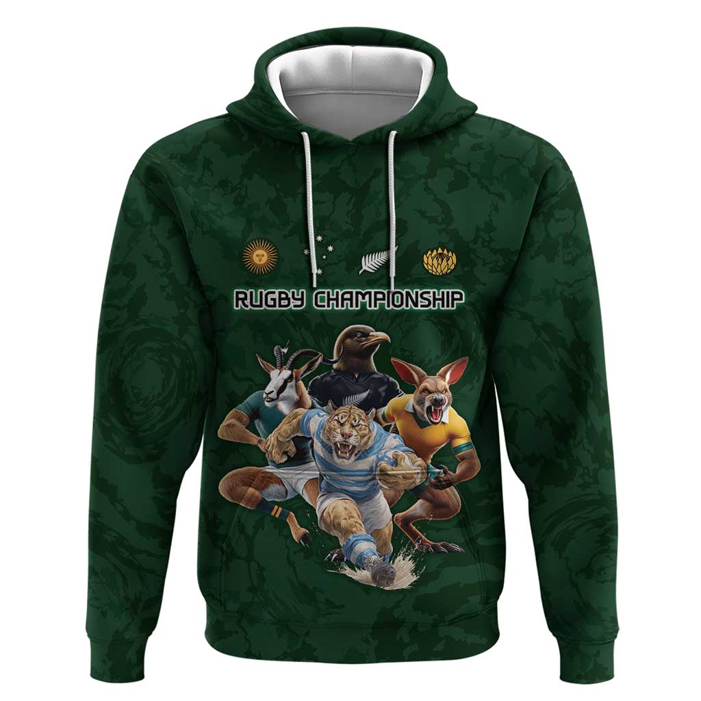 Custom Rugby Southern Hemisphere Hoodie Argentina AUNZ South Africa Mascot Green LT9