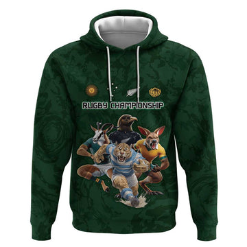 Custom Rugby Southern Hemisphere Hoodie Argentina AUNZ South Africa Mascot Green LT9
