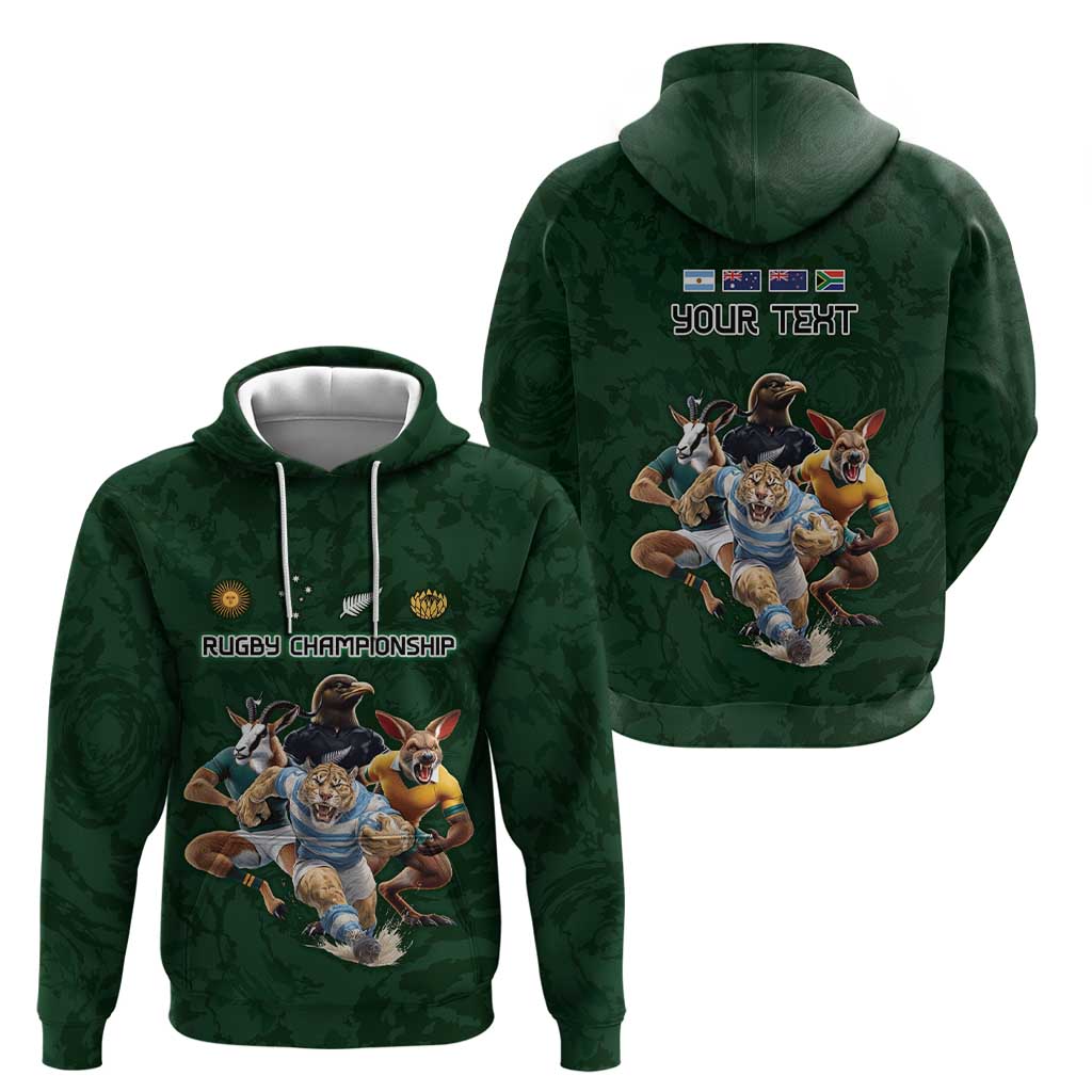 Custom Rugby Southern Hemisphere Hoodie Argentina AUNZ South Africa Mascot Green LT9