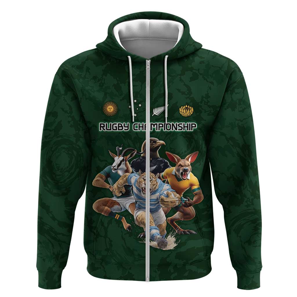Custom Rugby Southern Hemisphere Hoodie Argentina AUNZ South Africa Mascot Green LT9
