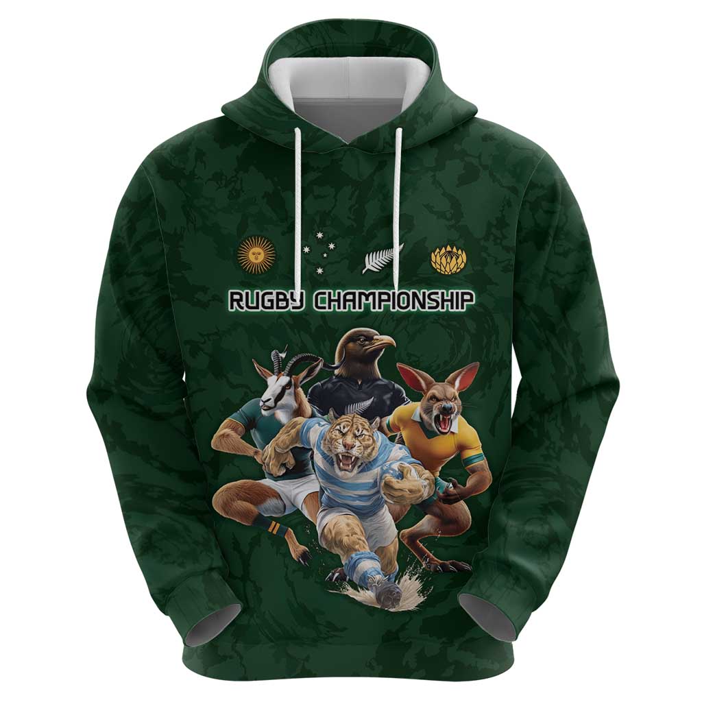 Custom Rugby Southern Hemisphere Hoodie Argentina AUNZ South Africa Mascot Green LT9