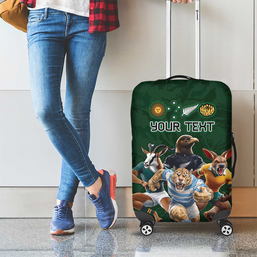 Custom Rugby Southern Hemisphere Luggage Cover Argentina AUNZ South Africa Mascot Green LT9