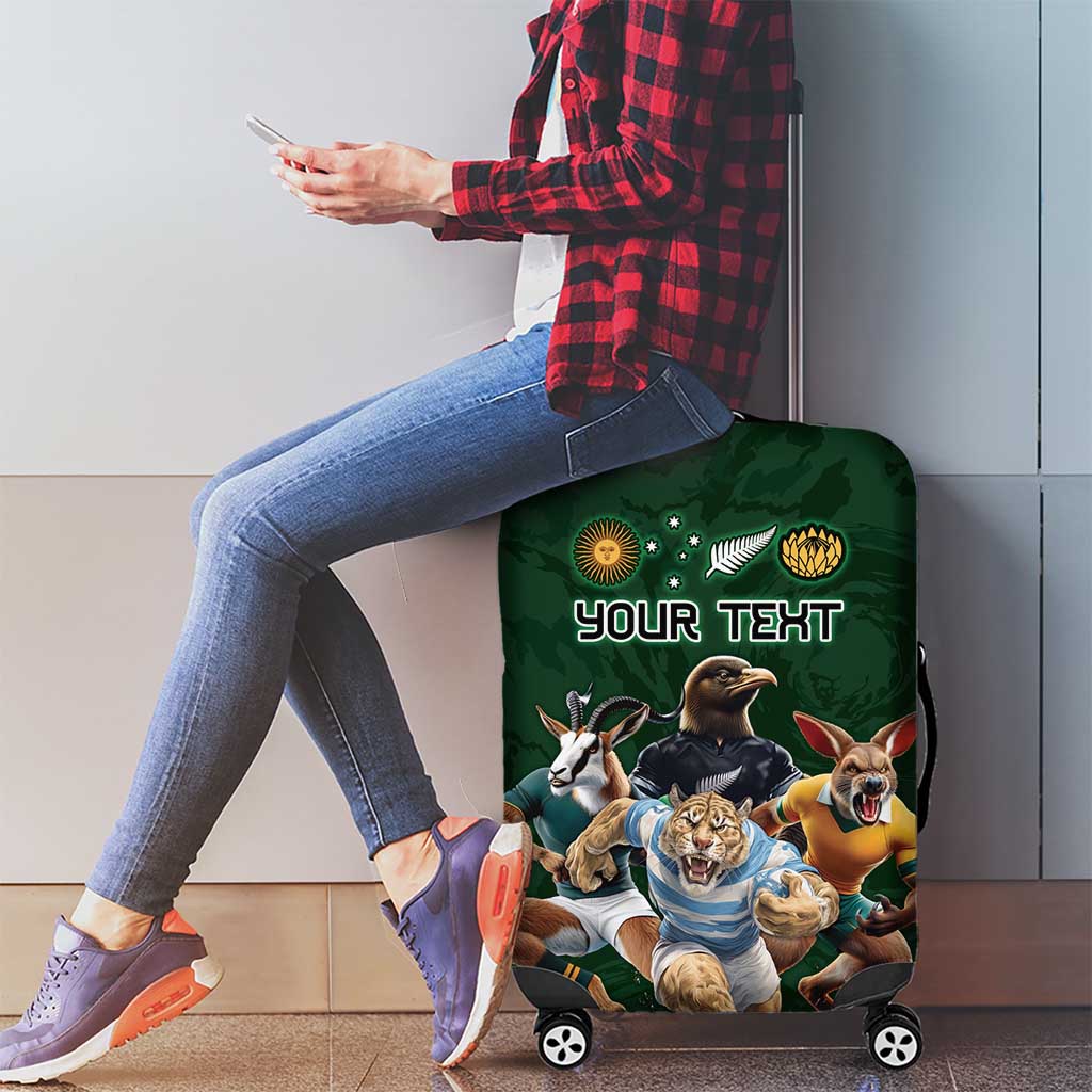 Custom Rugby Southern Hemisphere Luggage Cover Argentina AUNZ South Africa Mascot Green LT9