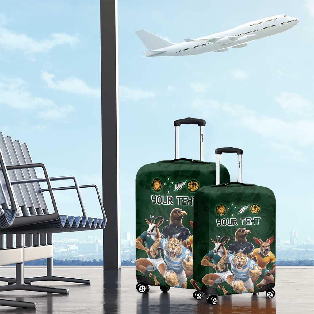 Custom Rugby Southern Hemisphere Luggage Cover Argentina AUNZ South Africa Mascot Green LT9