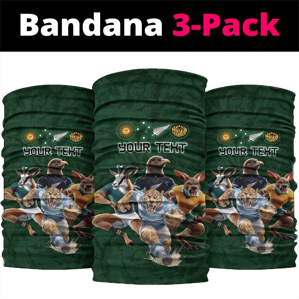 Custom Rugby Southern Hemisphere Neck Gaiter Argentina AUNZ South Africa Mascot Green LT9