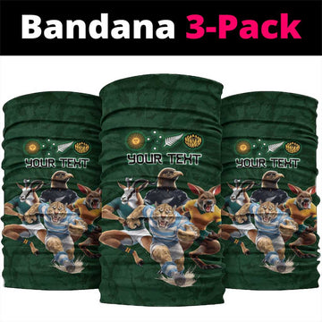 Custom Rugby Southern Hemisphere Neck Gaiter Argentina AUNZ South Africa Mascot Green LT9