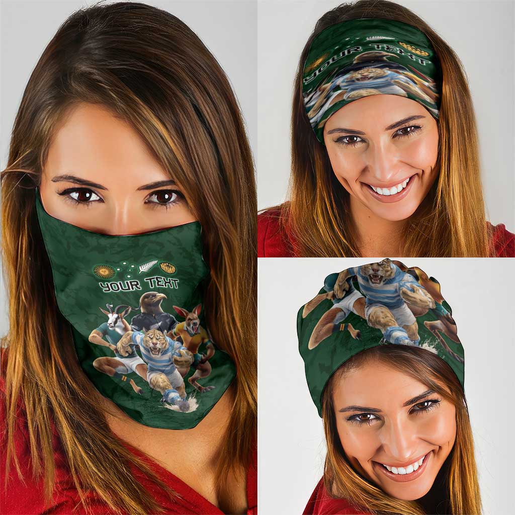 Custom Rugby Southern Hemisphere Neck Gaiter Argentina AUNZ South Africa Mascot Green LT9