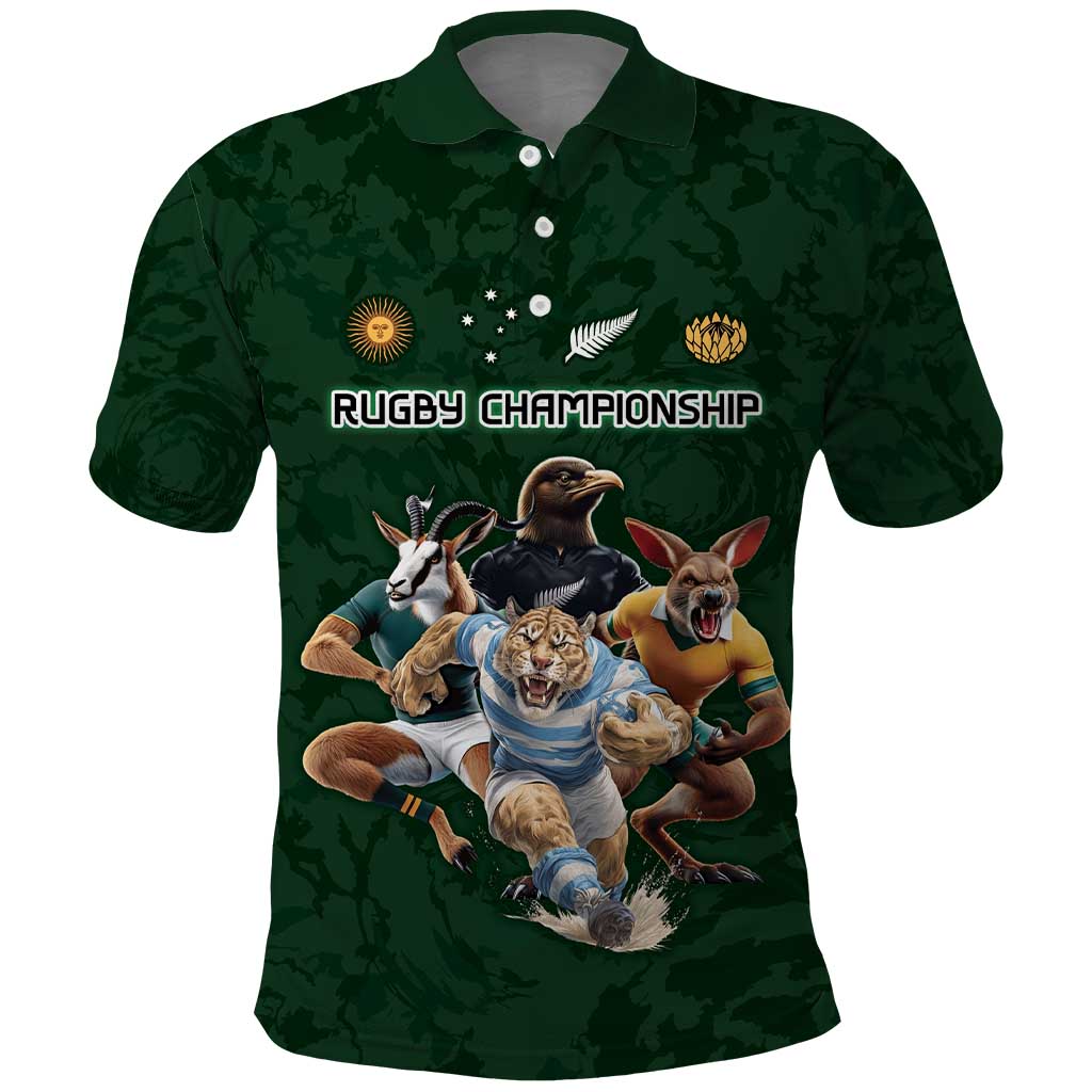 Custom Rugby Southern Hemisphere Polo Shirt Argentina AUNZ South Africa Mascot Green LT9