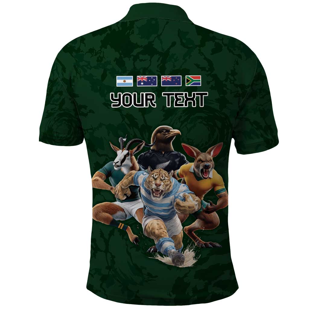 Custom Rugby Southern Hemisphere Polo Shirt Argentina AUNZ South Africa Mascot Green LT9