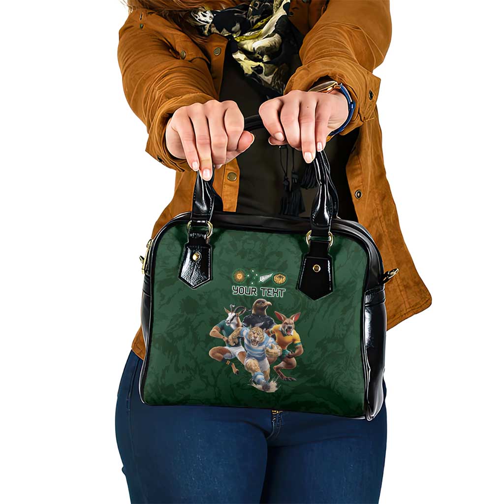 Custom Rugby Southern Hemisphere Shoulder Handbag Argentina AUNZ South Africa Mascot Green LT9