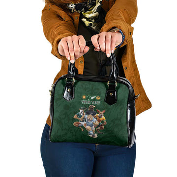 Custom Rugby Southern Hemisphere Shoulder Handbag Argentina AUNZ South Africa Mascot Green LT9
