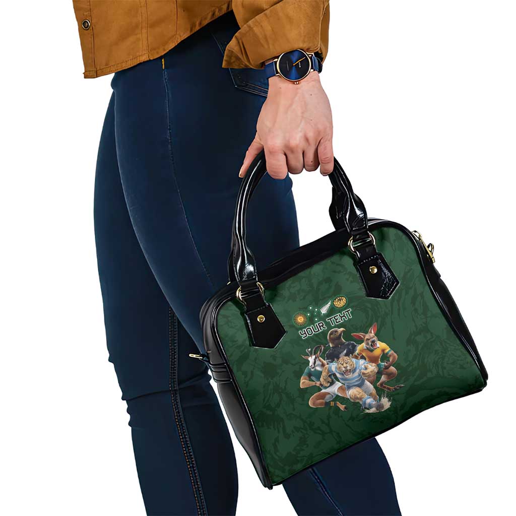 Custom Rugby Southern Hemisphere Shoulder Handbag Argentina AUNZ South Africa Mascot Green LT9