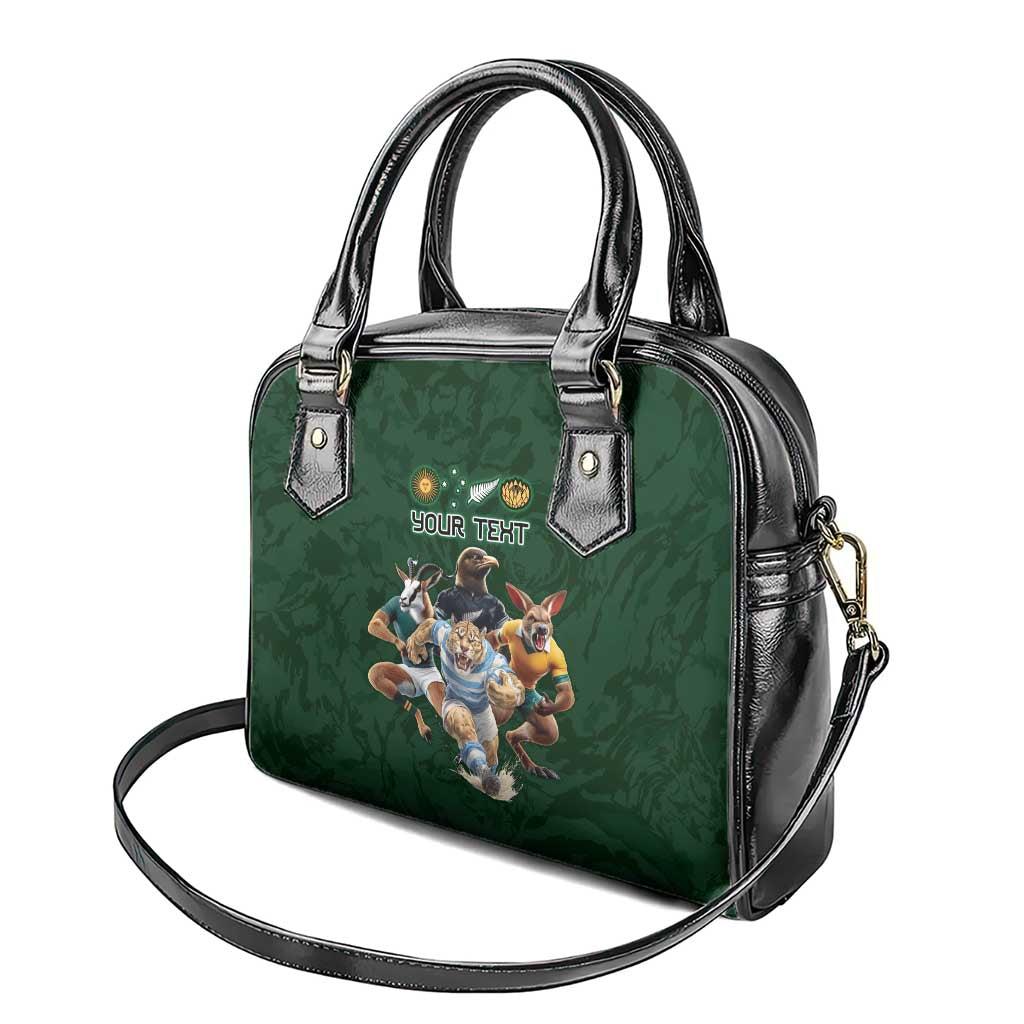 Custom Rugby Southern Hemisphere Shoulder Handbag Argentina AUNZ South Africa Mascot Green LT9