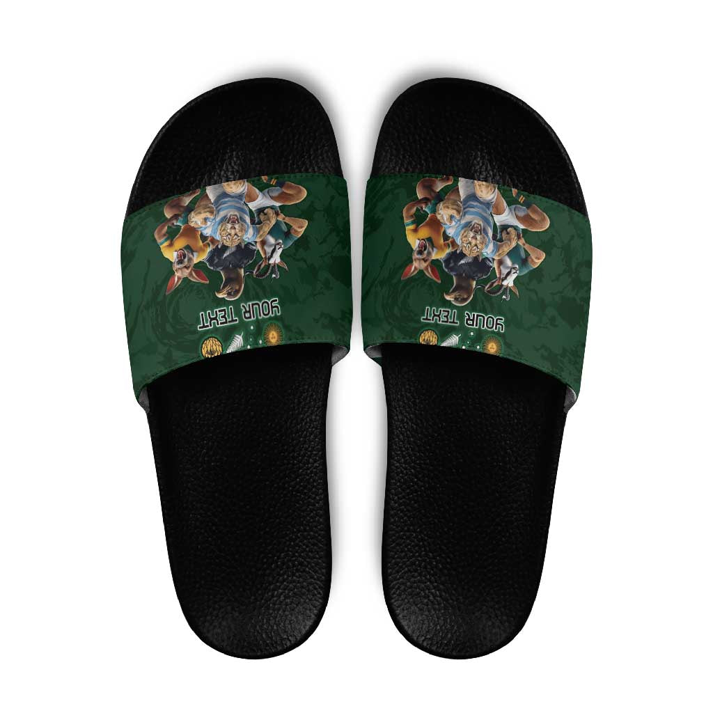 Custom Rugby Southern Hemisphere Slide Sandals Argentina AUNZ South Africa Mascot Green LT9