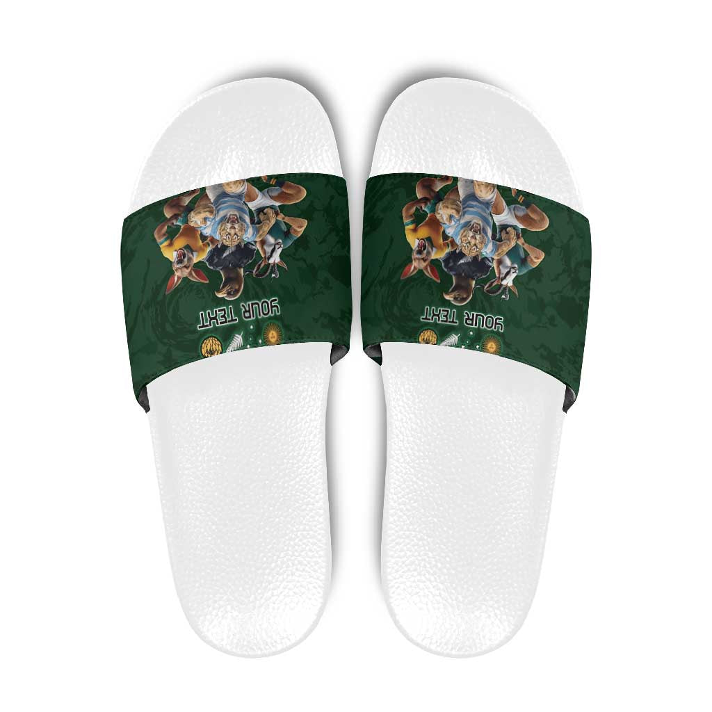 Custom Rugby Southern Hemisphere Slide Sandals Argentina AUNZ South Africa Mascot Green LT9