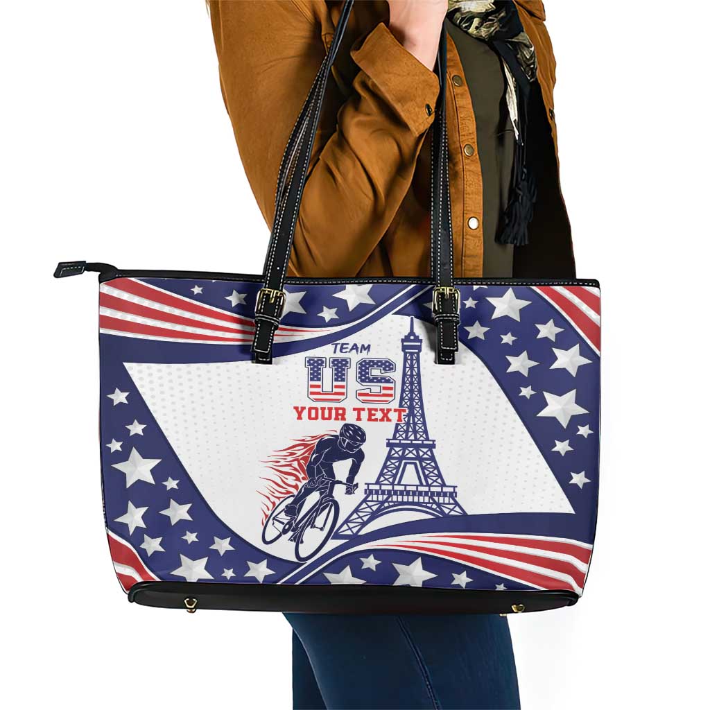 Personalized USA Cycling Leather Tote Bag One For All Summer Sport LT9