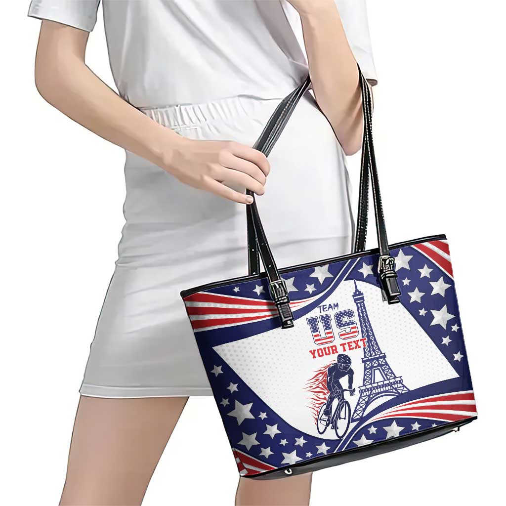 Personalized USA Cycling Leather Tote Bag One For All Summer Sport LT9