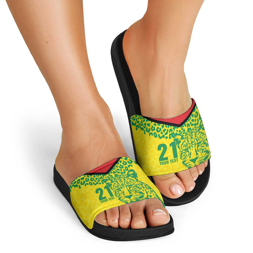Custom Guyana Golden Jaguars Slide Sandals Heritage Flame Edition LT9