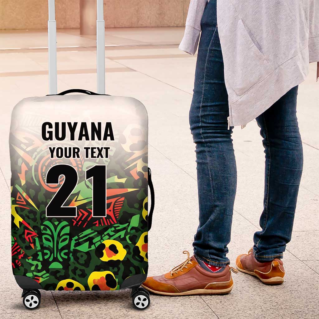 Custom Guyana Football Luggage Cover Spirit of the Jaguar - White LT9