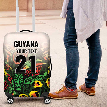 Custom Guyana Football Luggage Cover Spirit of the Jaguar - White LT9