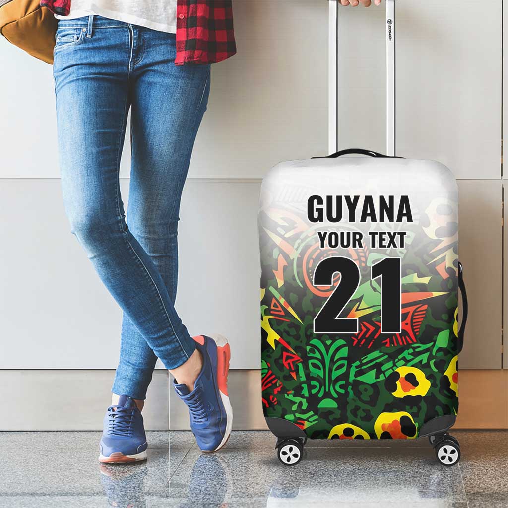 Custom Guyana Football Luggage Cover Spirit of the Jaguar - White LT9