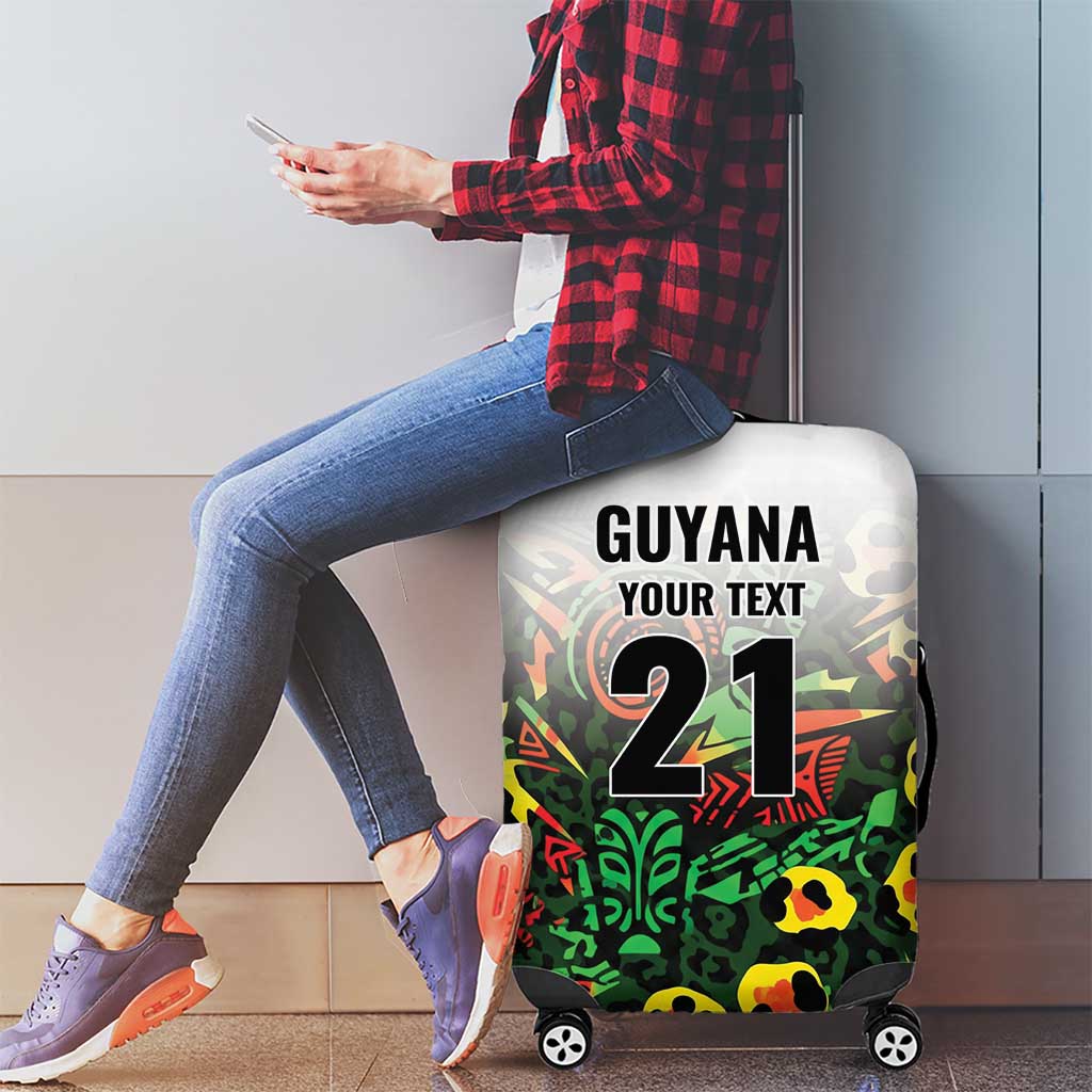 Custom Guyana Football Luggage Cover Spirit of the Jaguar - White LT9