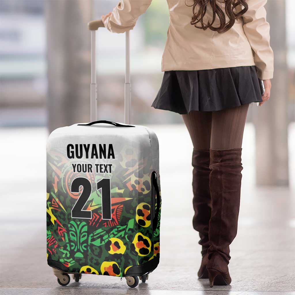 Custom Guyana Football Luggage Cover Spirit of the Jaguar - White LT9