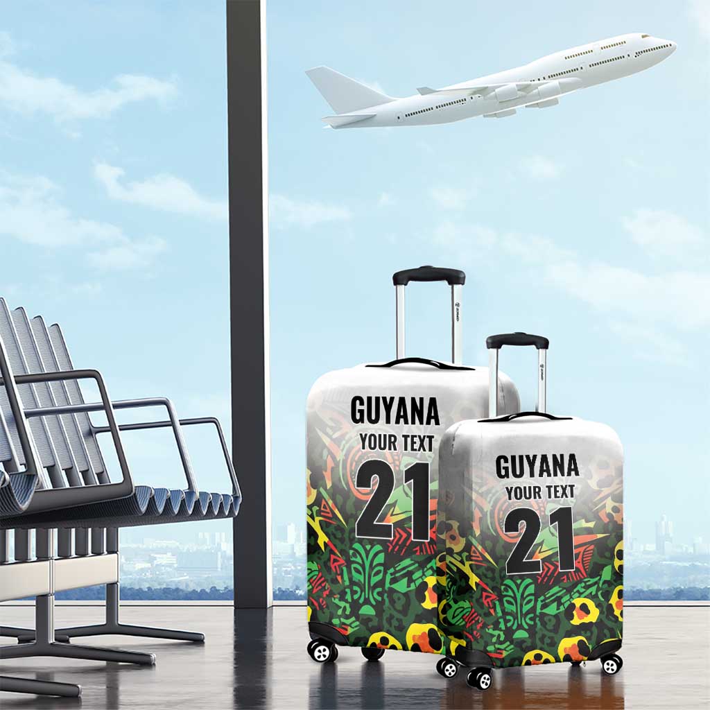 Custom Guyana Football Luggage Cover Spirit of the Jaguar - White LT9