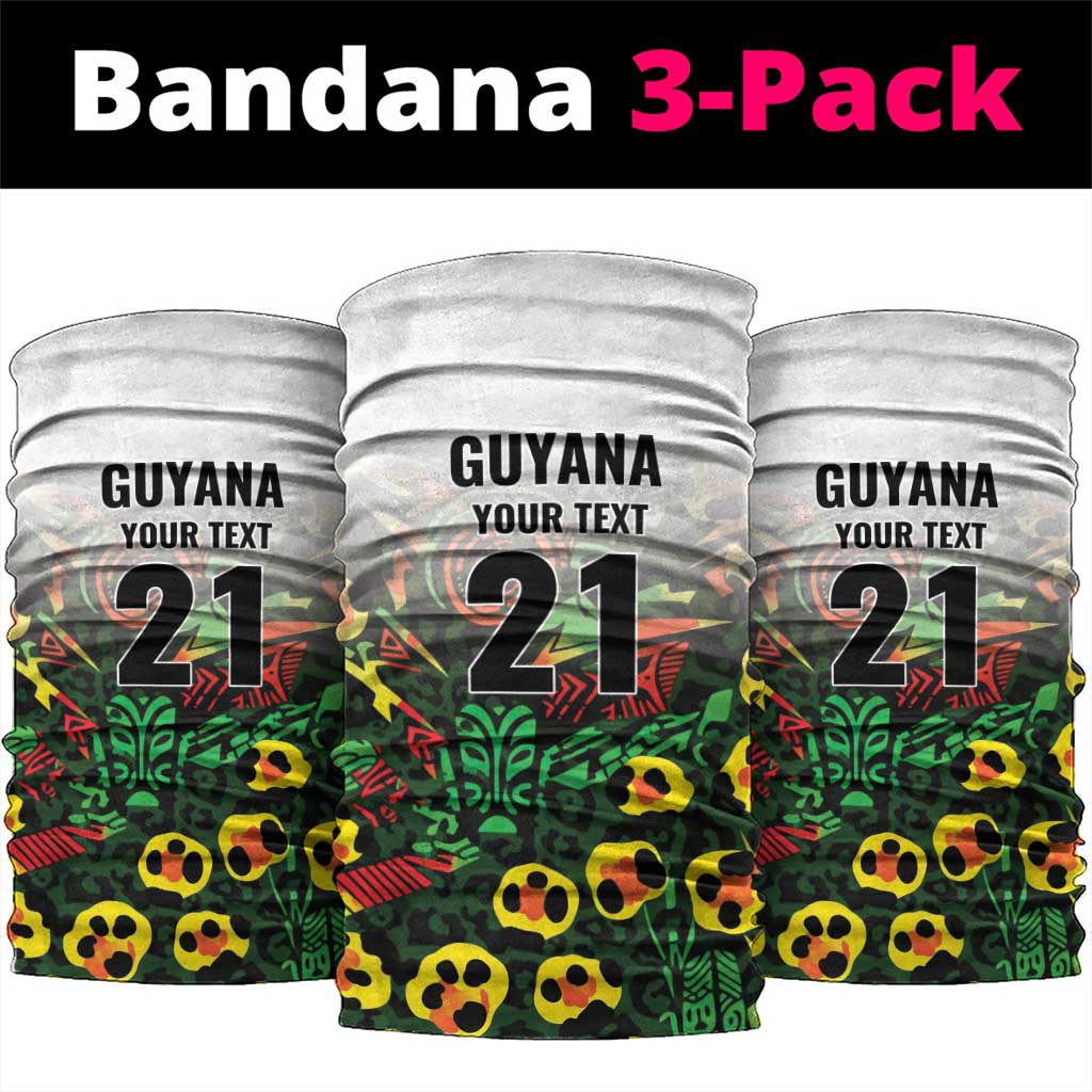 Custom Guyana Football Neck Gaiter Spirit of the Jaguar - White LT9