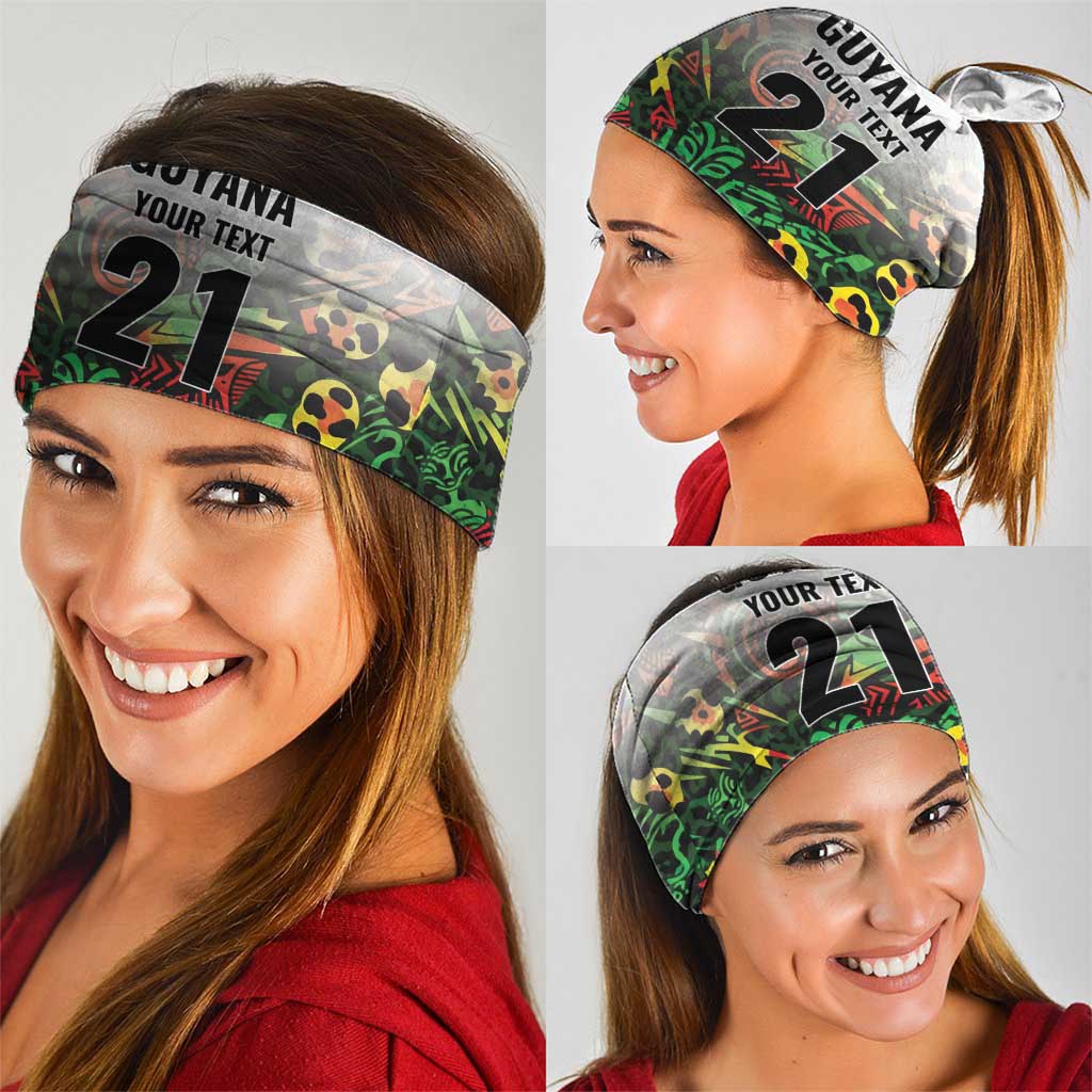 Custom Guyana Football Neck Gaiter Spirit of the Jaguar - White LT9