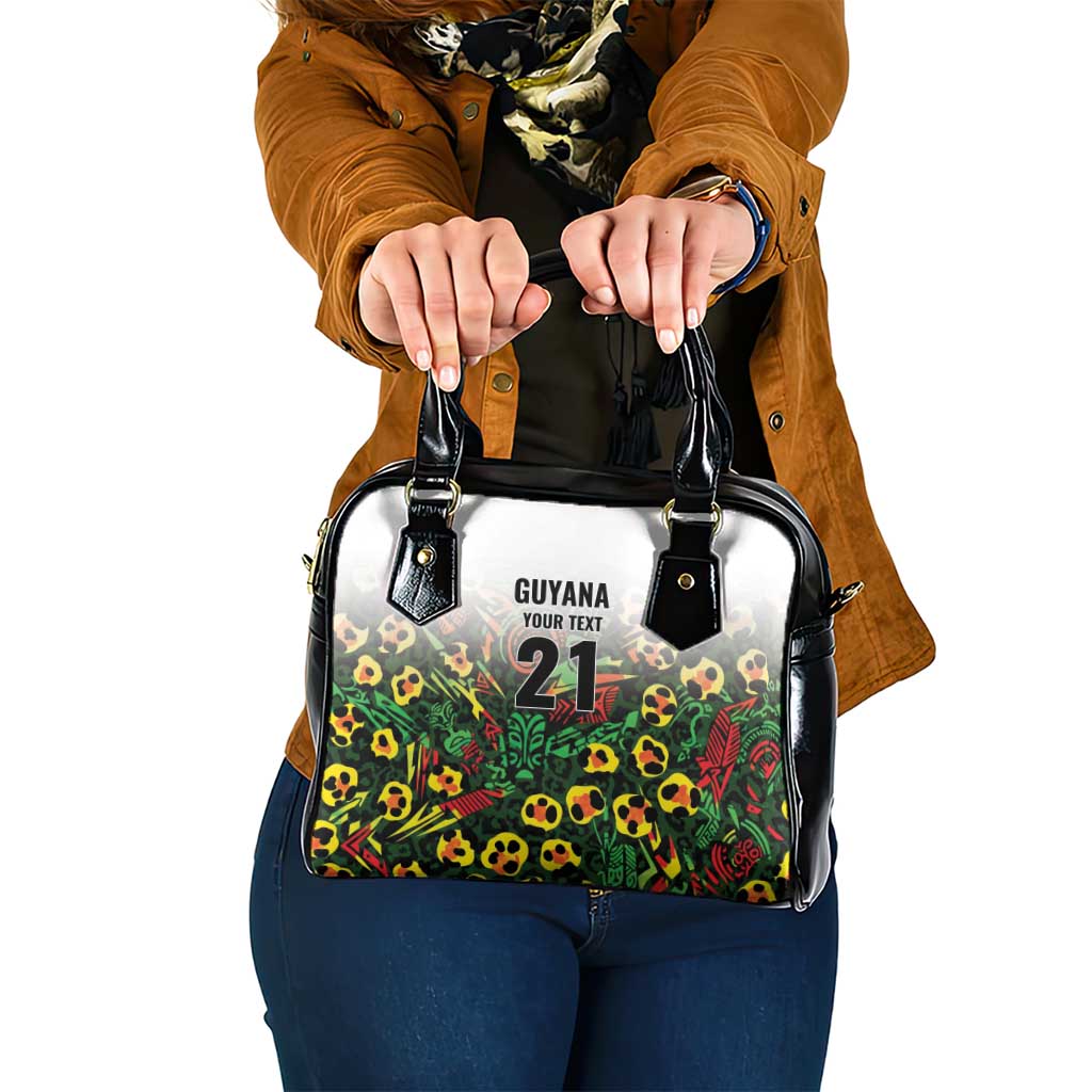 Custom Guyana Football Shoulder Handbag Spirit of the Jaguar - White LT9